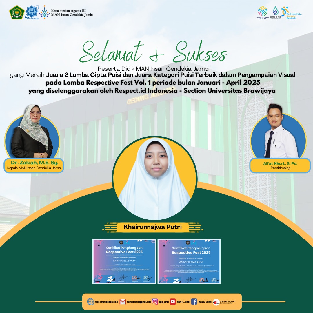 Dua Penghargaan Sekaligus! Kahirunnajwa Putri Bersinar di Lomba Puisi Respect.id Indonesia
