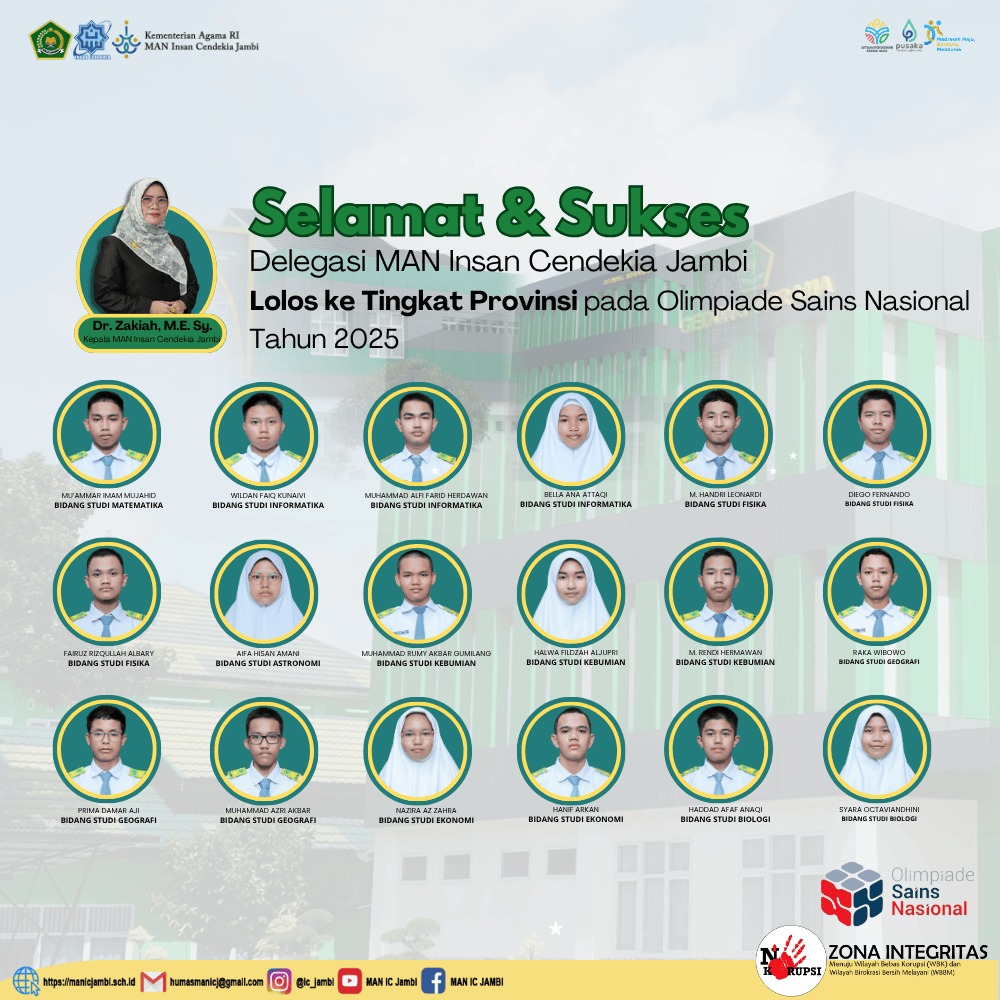 18 Siswa MAN IC Jambi Lolos OSN Kabupaten Muaro Jambi, Siap Melaju ke Tingkat Provinsi
