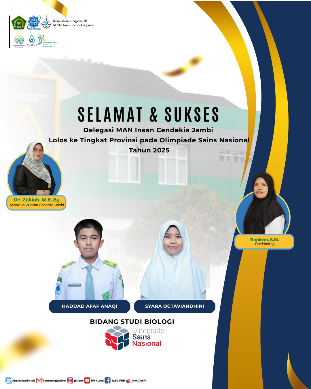 Biologi Jadi Bukti Keunggulan Akademik, Dua Siswa MAN IC Jambi Tembus OSN Provinsi Tahun 2025