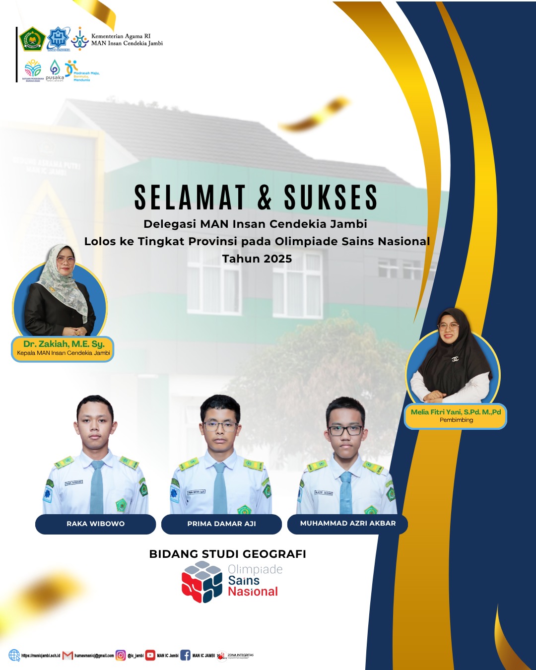 Tiga Siswa MAN IC Jambi Bidang Geografi Melaju ke Provinsi, Buktikan Kualitas Madrasah Berdaya Saing Tinggi