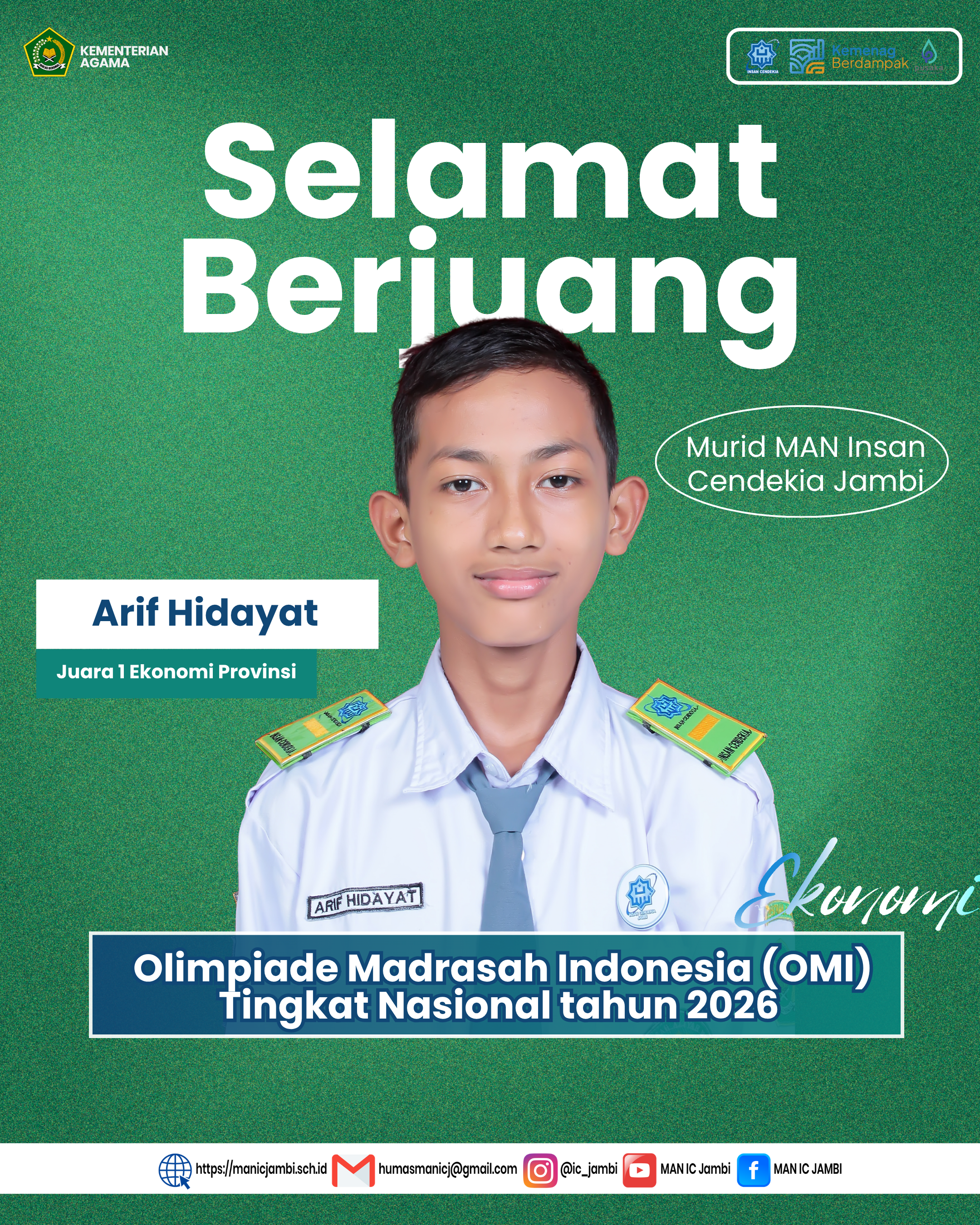 Arif Hidayat Raih Juara 1 Ekonomi OMI 2026, Lolos ke Tingkat Nasional