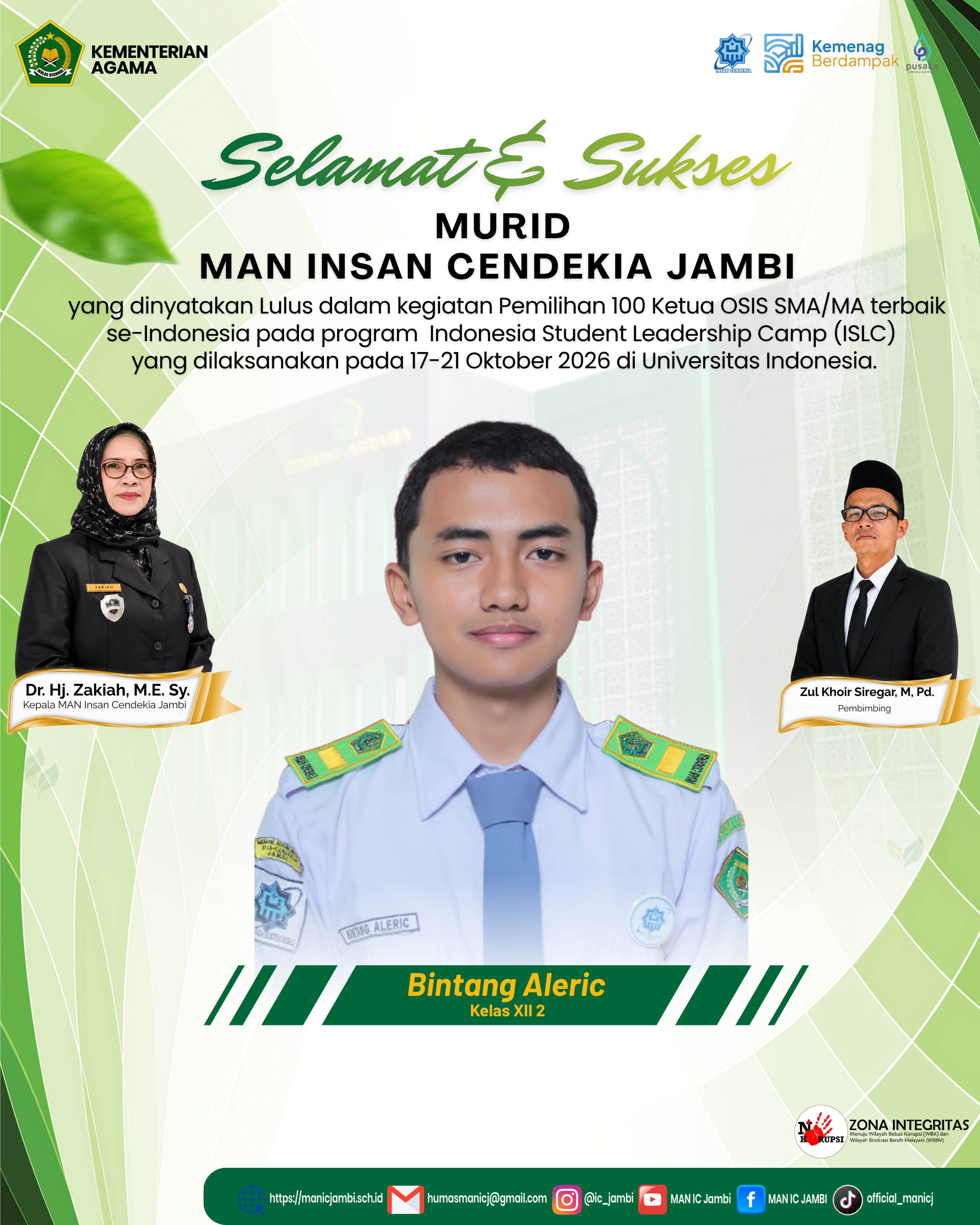 Bintang Aleric Wakili Jambi di Indonesia Student Leadership Camp XV 2026