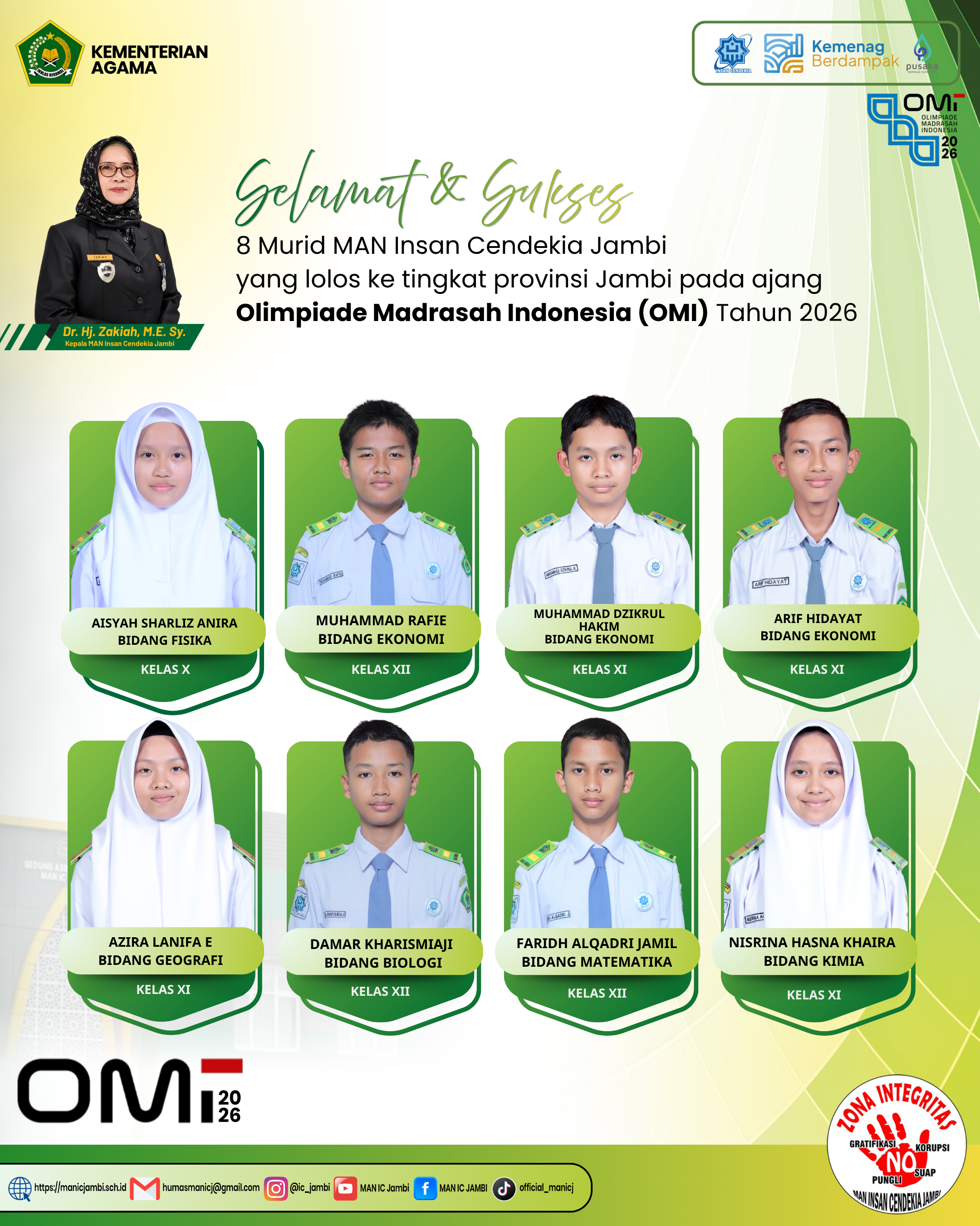 Delapan Murid MAN Insan Cendekia Jambi Melaju ke Tingkat Provinsi OMI 2026