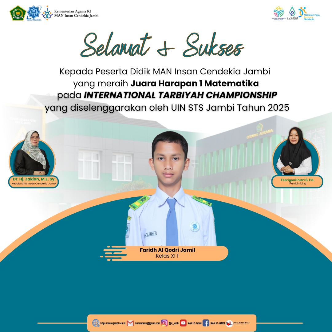 Faridh Al Qodri Jamil Raih Juara Harapan 1 Olimpiade Matematika di Ajang International Tarbiyah Championship 2025