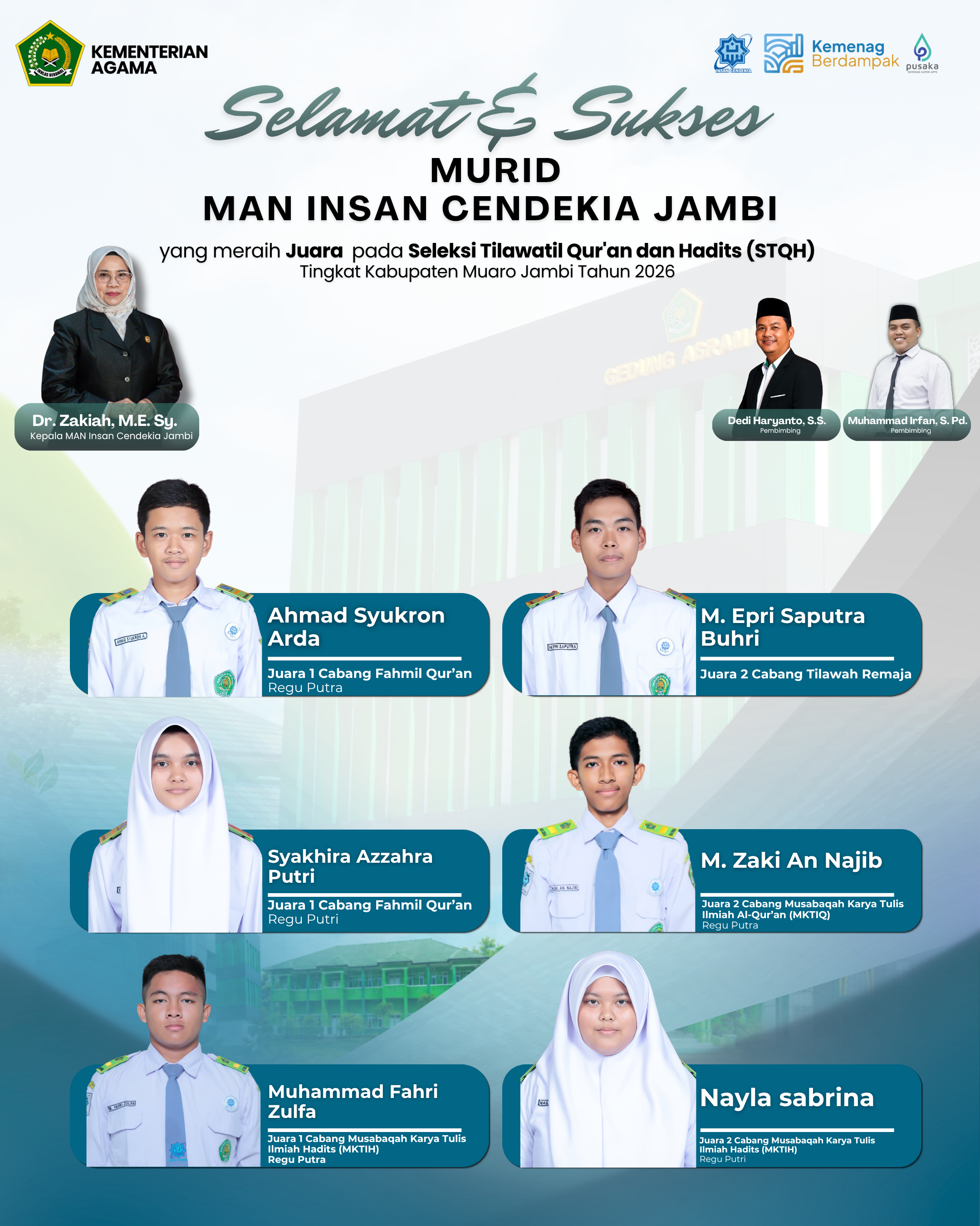Murid MAN Insan Cendekia Jambi Raih Prestasi pada STQH Tingkat  Kabupaten Muaro Jambi Tahun 2026