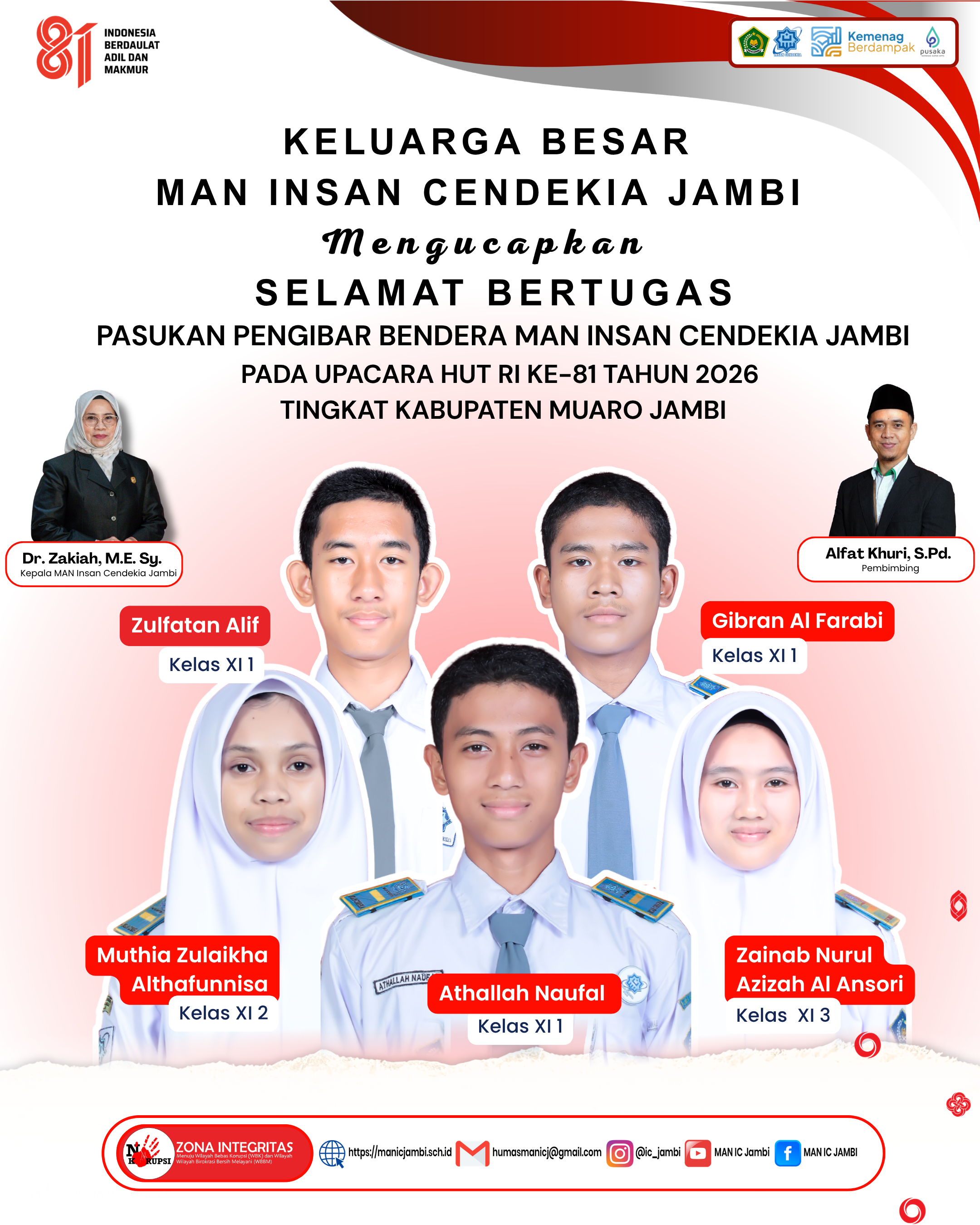 PASKIBRA MAN INSAN CENDEKIA JAMBI SIAP TUGAS DI UPACARA HUT RI KE-81 TINGKAT KABUPATEN MUARO JAMBI