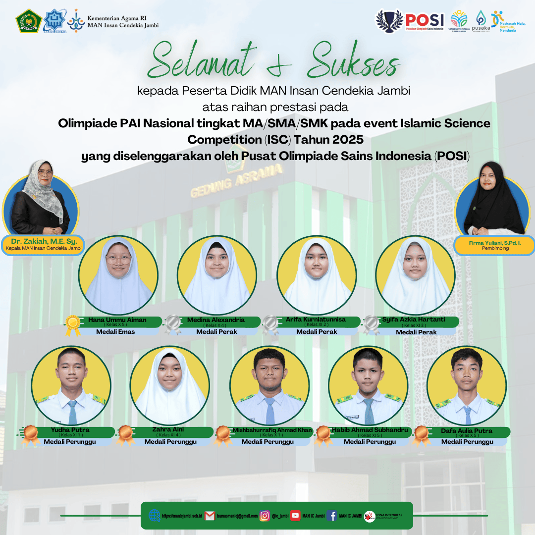 Sembilan Siswa MAN IC Jambi Torehkan Prestasi Nasional di ISC 2025