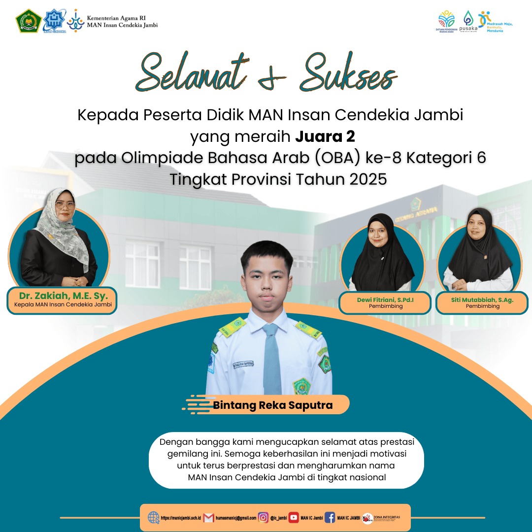 Siswa MAN IC Jambi Raih Juara 2 Olimpiade Bahasa Arab Tingkat Provinsi