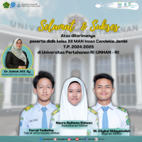Tiga Siswa MAN IC Jambi Diterima di Universitas Pertahanan, Buktikan Mutu Madrasah Bertaraf Nasional
