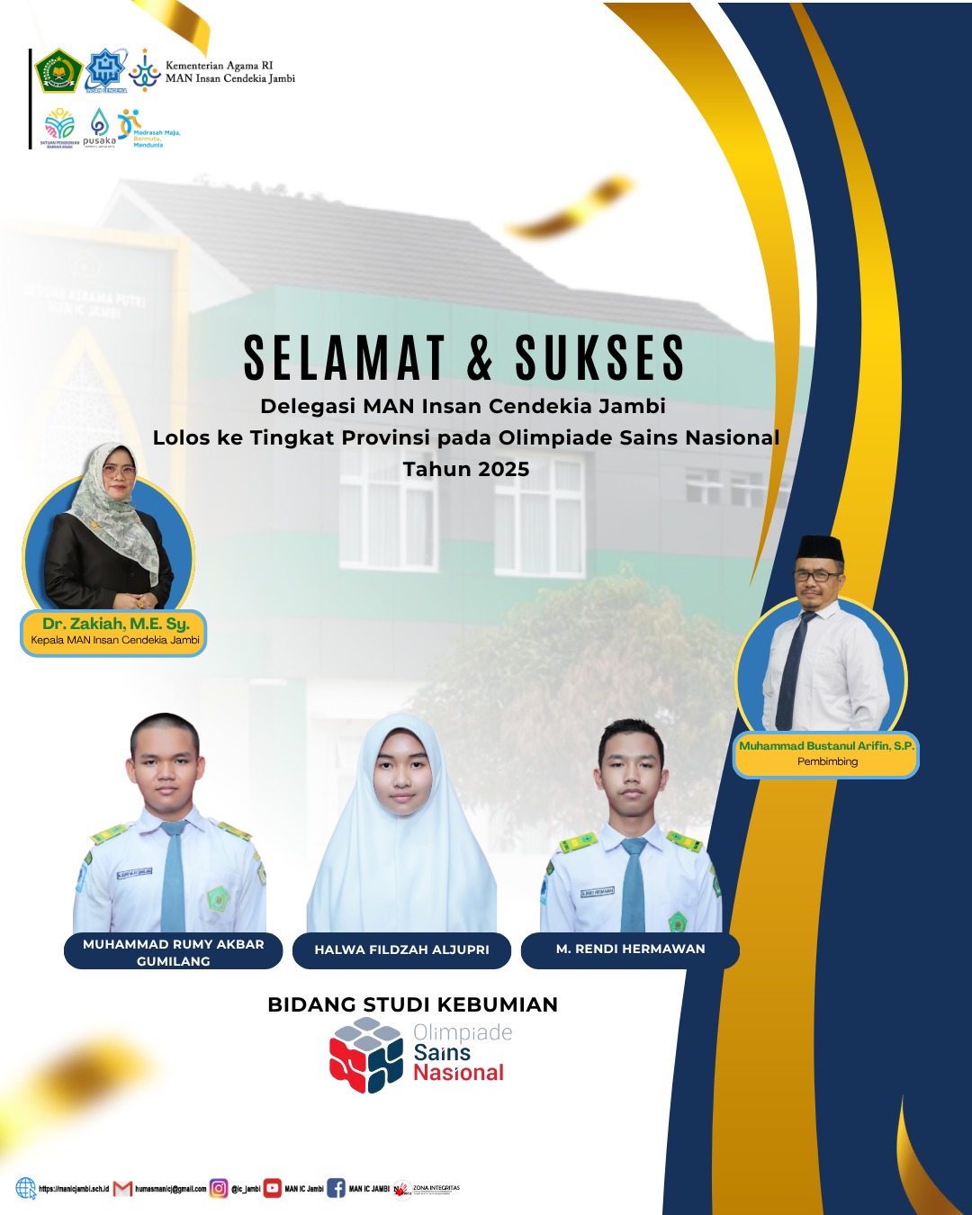 Tiga Siswa MAN IC Jambi Siap Wakili Kebumian ke Tingkat Provinsi OSN 2025
